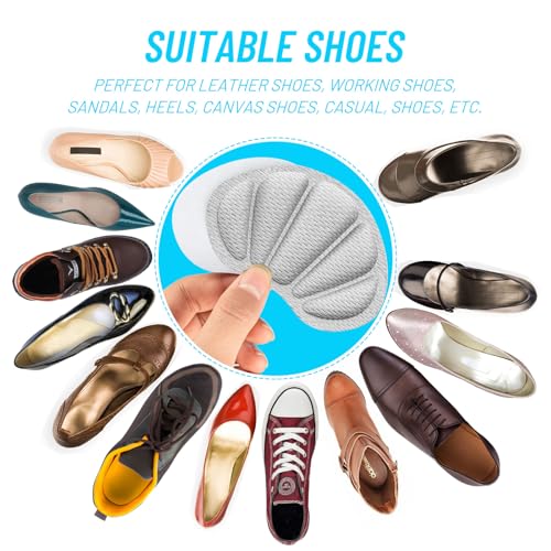 Image of Heel Cushions for Shoes, 12Pcs Mesh Self-Adhesive Back of Heel Cushion Inserts, Reusable Gray Shoe Heel Pad for Women Men Shoes Too Big