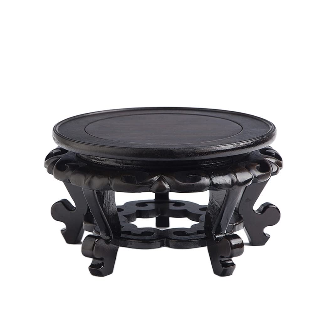 ADERFETBI Plant Pot Saucer Bonsai Display Stand Strange Stone Buddha Statue Ornament Base Teapot Bottom Tray Wooden Round Flower Pot Vase High Foot(20CM)