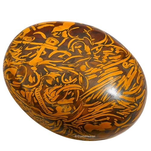 Image of Crystal Heaven Certified Mariyam Jasper Crystal Palm Pebble Stones for Anxiety Stress Relief Massage, AAA Grade Original Healing Gemstone Agate Palm Stone for Yoga Meditation Spiritual Reiki Feng Shui