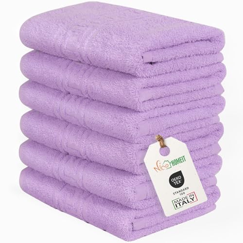 nice homeit Set de 6 Serviettes Visage et invité en Coton 40 x 60 en 100% Coton filé à Anneau – Set de Serviettes de Bain Extra Douces et absorbantes....