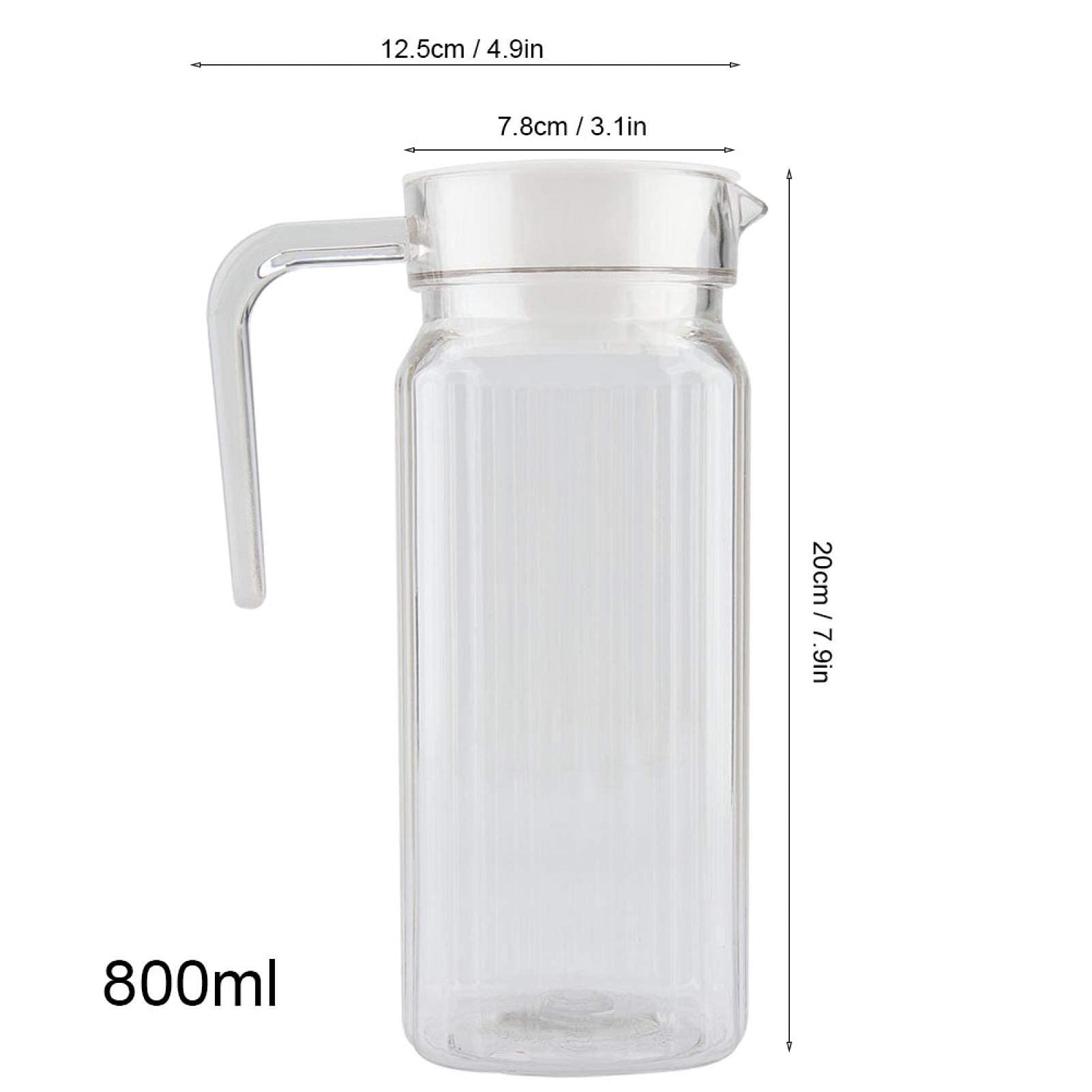 Pichet en Plastique 0,8 L Carafe Eau avec Couvercle Poignée