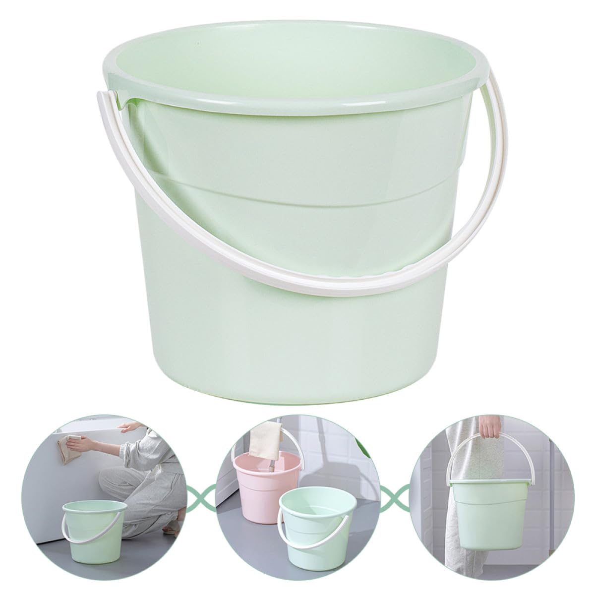 Healeved Secchio Robusto 12,2l Plastica Auto in e Lavaggio per con Pp Rotonda Manico Capacità Ampia Forma per Pulizie Domestiche e Giardinaggio