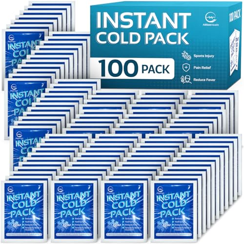 100 Pack Instant Cold Pack - Disposable Instant Ice Packs for Injuries Cold Compress Ice Pack for Pain Relief Swelling 6 x 4.5 in