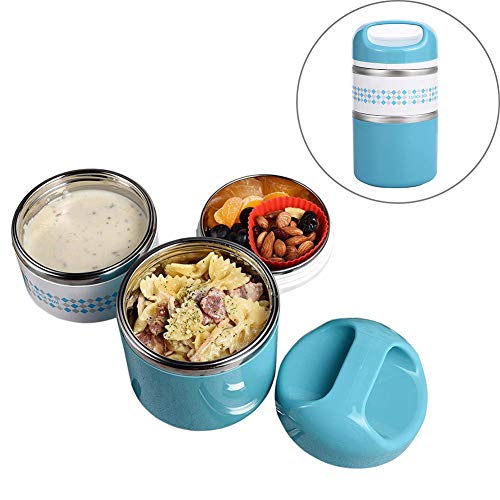 2 Layers Stainless Steel Lunch Containers with Handle, Insulated Lunch Box Stay Hot