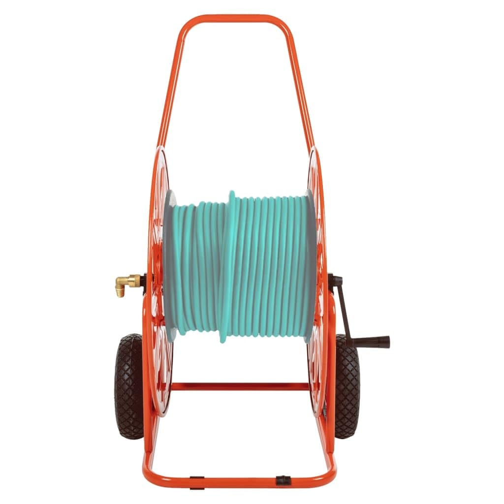 Schlauchwagen 140 m 3/4 Zoll Stahl | Pulverbeschichtete Stahlkonstruktion, drehbare Außentülle, Handkurbel, mit Rädern