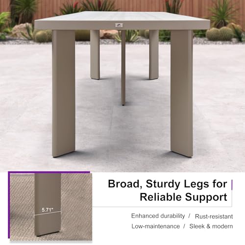 Image of PURPLE LEAF Outdoor Dining Set for 8 with Built-in Cushions Champagne