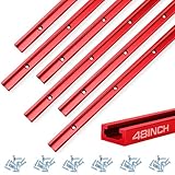 Zonon 6 Pcs T Track for Woodworking with Wood Screws Double Cut Profile Universal T Rail Track Aluminum with Predrilled Mounting Holes for Drill Press Table, Router Table(48 Inch,Red)