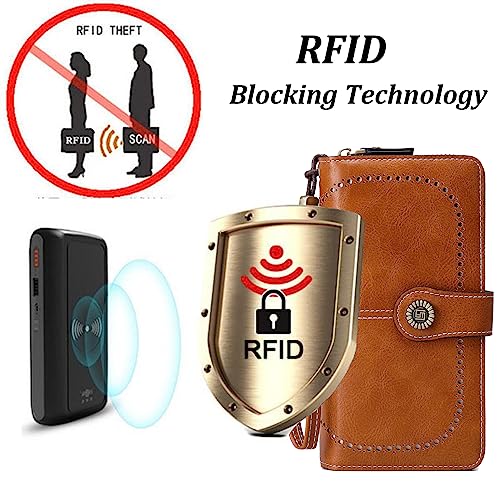 VONCOSS Women Fashion Zip Around Wallet Large Capacity Long Purse Credit Card Phone Holder Clutch with RFID Blocking and Wristlet Strap3