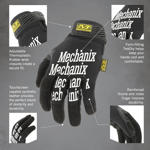Image of Mechanix Wear Original Work Gloves - Multi-Purpose Outdoor Work Gloves - Secure Fit - Durable & Machine Washable - Breathable & Comfortable - Small- Black