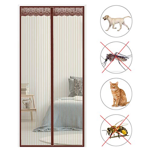 Preisvergleich Produktbild GUOGAI Magnet Fliegengitter Balkontür, Insektenschutz Balkontür Magnet Fliegenvorhang mit Heavy Duty Mesh für Wohnzimmer Tür Kellertür Balkontür, Brown 120x205cm(47x81inch)