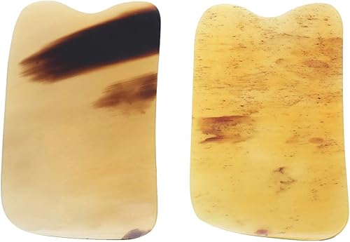 HEALLILY Herramienta de masaje de raspado Gua Sha, herramienta de masaje de cuerno de búfalo Guasha, herramienta de belleza facial