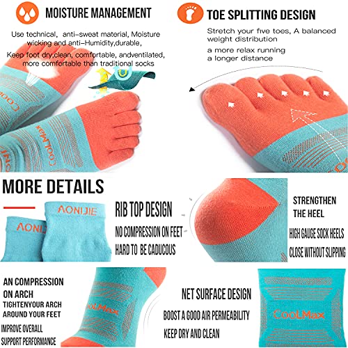 Image of Toe Socks Cool-max Running Socks for Men Women 3 Pairs Athletic Breathable Five Finger Socks