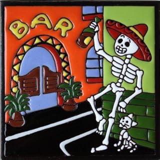 6x6 Happy Hour. Day-of-The-Dead Clay Tile