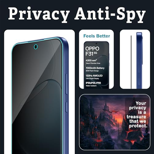 Image of FIRST MART Privacy Tempered Glass for Oppo F31 & Oppo F31 Pro | Anti-Spy Screen Protector, Edge-to-Edge 9H Scratch Protection, Case-Friendly, Bubble-Free | Pack of 1