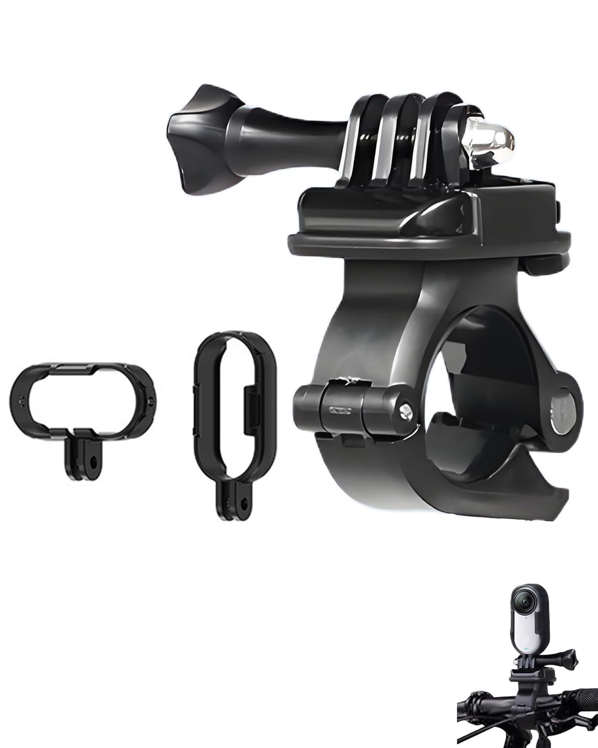 Support vélo dédié pour appareil photo Insta 360 GO 3S/3, avec cadre adaptateur, aucun accessoire supplémentaire nécessaire, rotatif à 360° et antidérapant (pour GO3S/3)