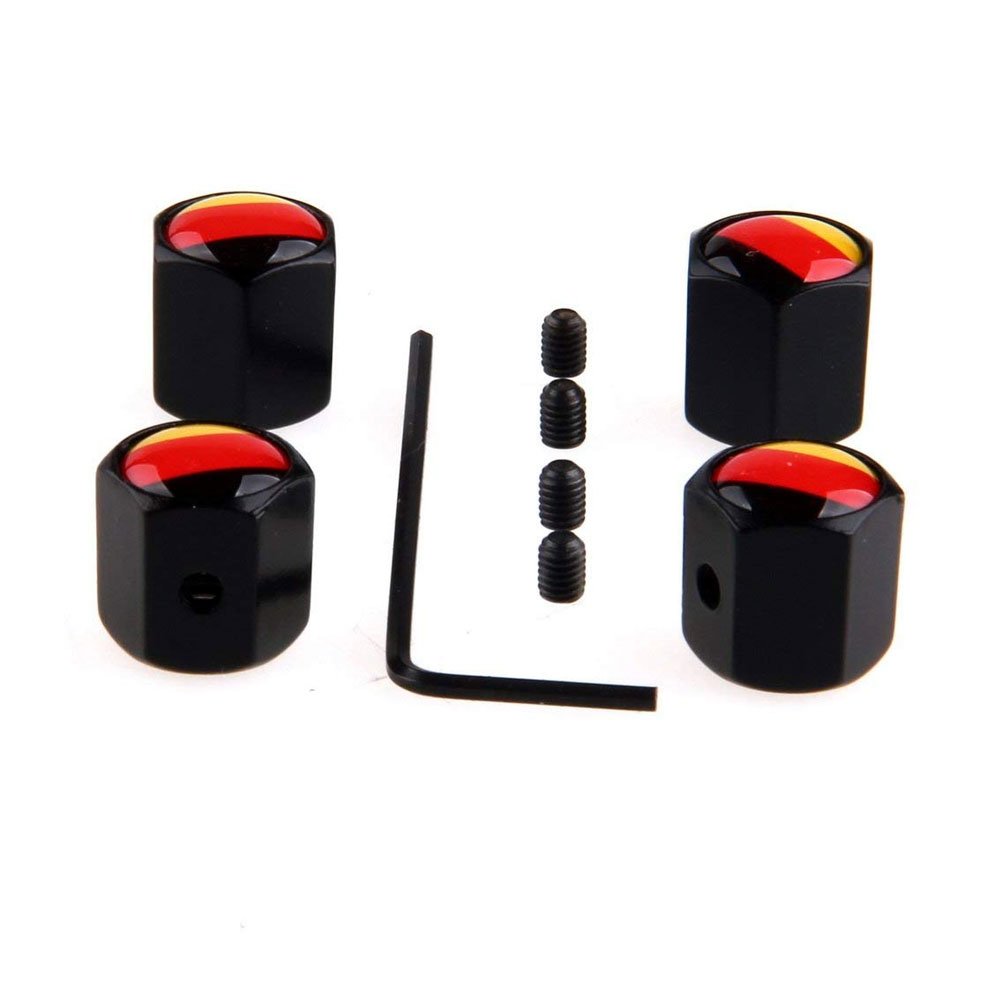 4 Pz/set Classic German Flag Antifurto Chrome Car Wheel Pneumatico Valvola Stem Cap Per Auto/Moto, Air Leakproof E Protezione La Valvola Stem