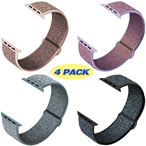 QIENGO 4Pack Compatible for Apple Watch Band 42mm 44mm，Adjustable Soft Lightweight Breathable Sports Replacement Band for Series 5 4 3 2 1(4PackD)