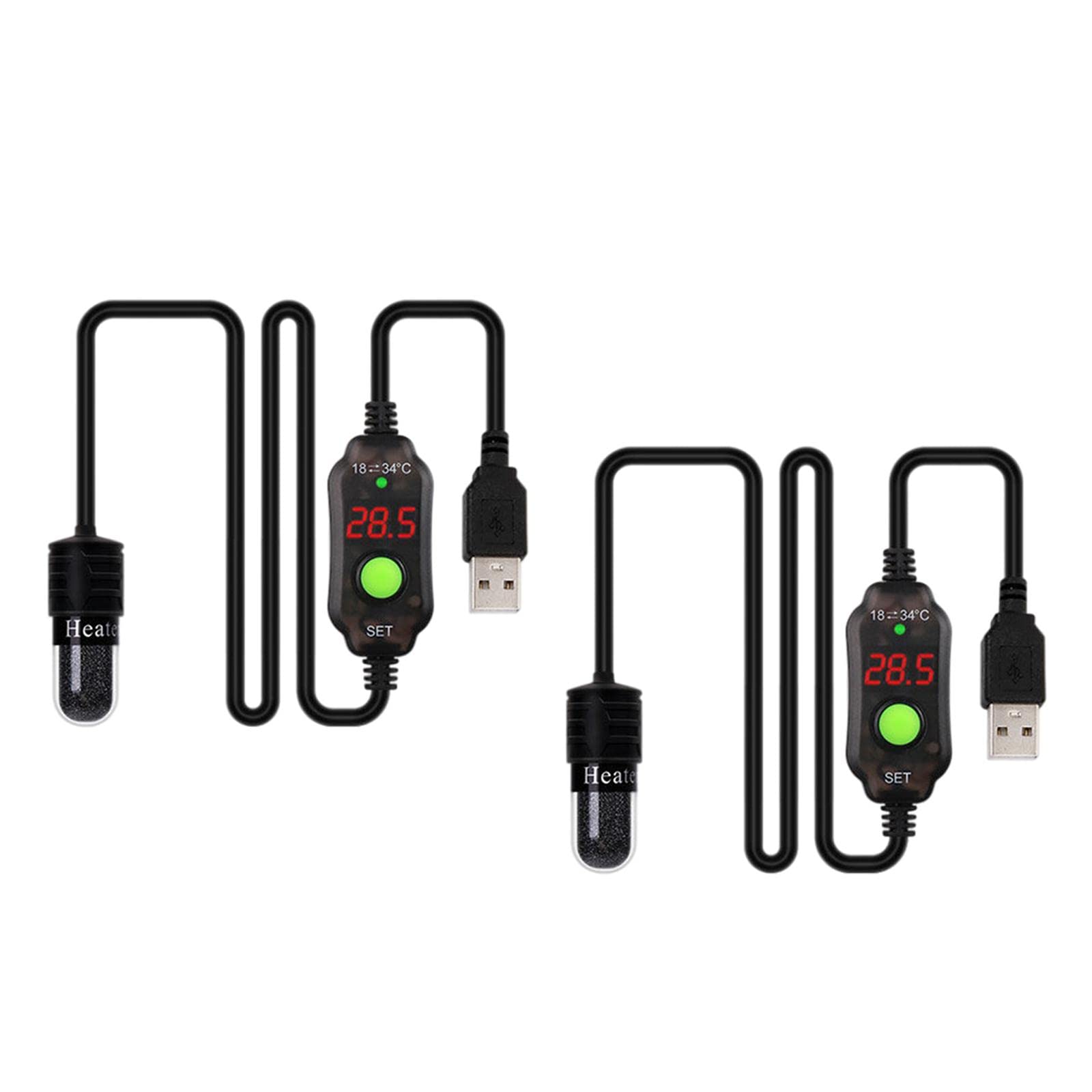 Milageto 2X Calentador de Acuario Varilla de Termostato Sumergible Mini USB Control de Temperatura Ajustable Protección de Nichrome Adecuado para Peceras Mini