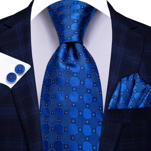 Image of Dubulle Mens Tie Set Solid Paisley Silk Striped Necktie for Men with Cufflinks Tie and Pocket Square