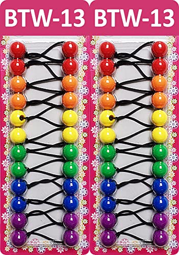 Tara Girls Twinbead Multi Cute Design Ponytail Elastics Pack Of 2 (BTW6)