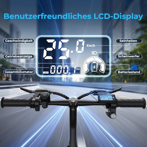 VARUN E Bike Klapprad, 14 Zoll Ebike Damen Herren mit 280.8Wh Akku, 250W Motor, Mini City E-Bike mit 3 Fahrmodi, Integrierte Nabe, LCD-Display, Pedelec Elektrofahrrad Reichweite Max 45 KM – Bild 5