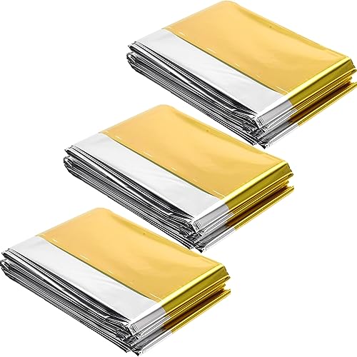 Multifunktional Rettungsdecke, Rettungsdecke, Multifunktional Rettungsfolie, 3 Stück 160 * 210cm Universal Wärmedecken, Wasserdicht und Winddicht, Perfekt für Wandern, Camping, Skifahren, Marathon