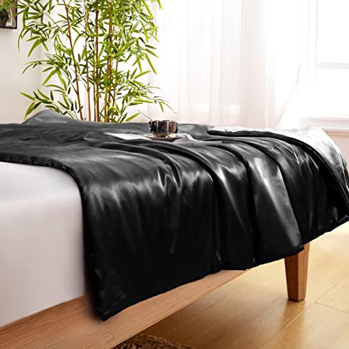 Vonty YUHUAI220802-134 Satin Throw Blanket Black Satin Blankets 60X80 Inches, Cooling & Silky Throw Blanket Wrinkle-Free Cable Knit Throw Blanket For Coush Sofa Bed Outdoor thumb #6