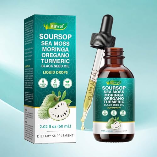 10-in-1 Soursop Bitters Liquid Drops 60ml Daily Herbal Wellness Formula with Soursop & Black Seed Oil Supports Digestive Wellness & Immune Function