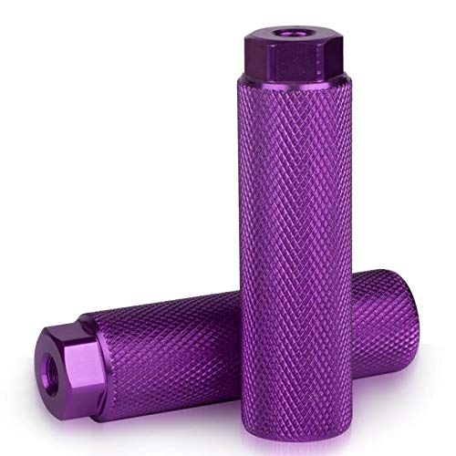 4PCS Bike Pegs for 3/8 inch Axles, KINSPORY Aluminum Alloy Anti-Skid BMX Bicycle Pegs for Mountain Bike Backseats Stands Cycling Rear Stunt Pegs (Purple)