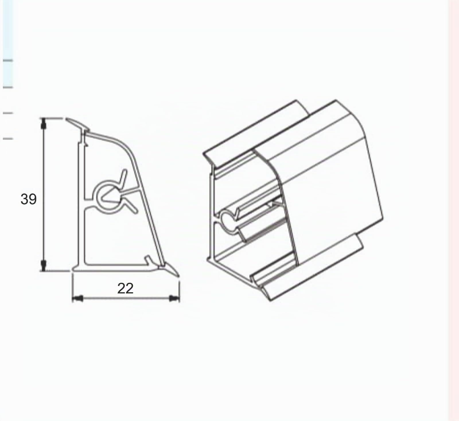 Generico Alzatina per Piani da Cucina in PVC, spalletta per Top con la seguente Misura = 280 cm Compresa di 1 Tappo SX, 1 Tappo DX, 1 Angolo SX, 1 Angolo DX, Colore Alluminio Spazzolato