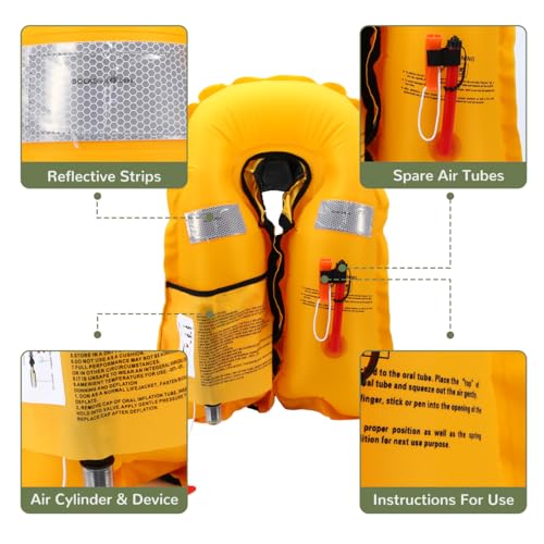 Image of Automatic Inflatable Life Jackets for Adults Life Vests PFD Low Profile Load Capacity Up to 330lbs