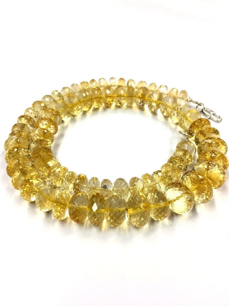 Perles en citrine naturelle de 7x9mm pour création de bijoux