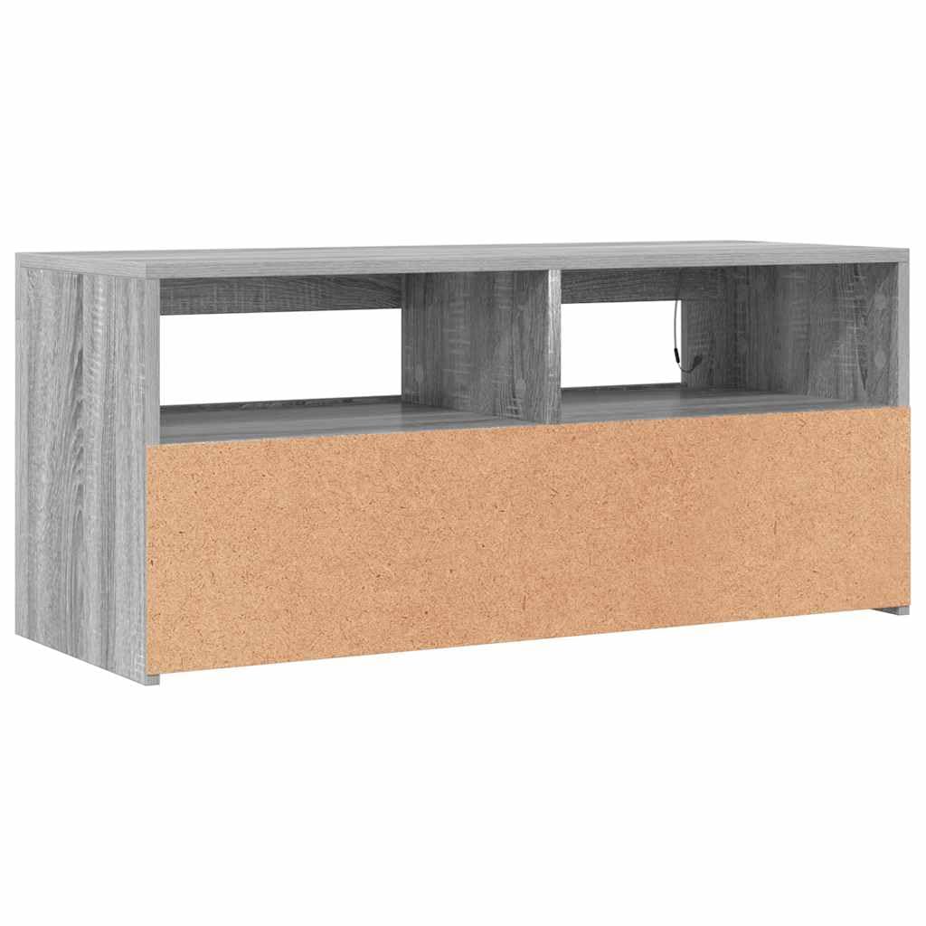vidaXL Mobile Porta TV con Luci LED Grigio Sonoma 90x35x40 cm, mobiletto, mobiletto HiFi, Mobile con luci LED, Supporto TV