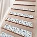 InIsaJace Non-Slip Carpet Stair Runner, 15 Pack Blue Floral Birds Stair Treads for Wooden Steps Indoor, Washable Rugs Staircase Mats for Kids Elders and Dogs(7.87 X 29.9 Inches)
