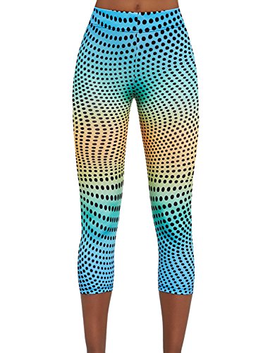 Bas Bleu Wave 70 Leggings Dame Sport Hosen 3/4 Gepunktet Normaler Bund EU, mehrfarbig,2/S/36