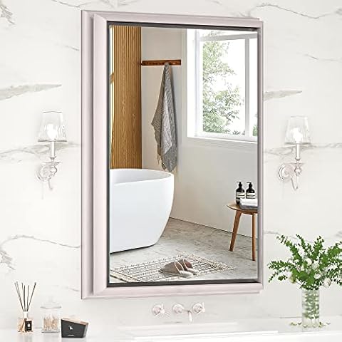 Vosuja 24 x 36 Inch Bathroom Mirrors for Wall, Rectangular Mirror for Bathroom,Metal Framed Wall Mirrors with Non-Rusting Aluminum Alloy Metal Frame and Tempered Glass(Horizontal/Vertical) Cover