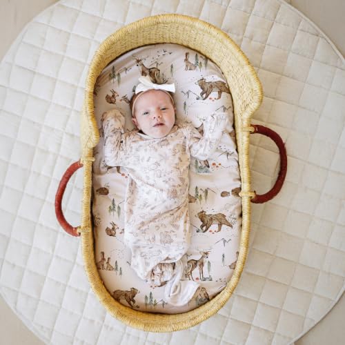Image of Baby Bassinet Sheets for Boy, Girl (Magic Forest) 2-Pack - Fitted Bedside Bassinet Sheets - Buttery Soft Cotton Blend for Standard Mattress Pad - Compatible with Halo BassiNest