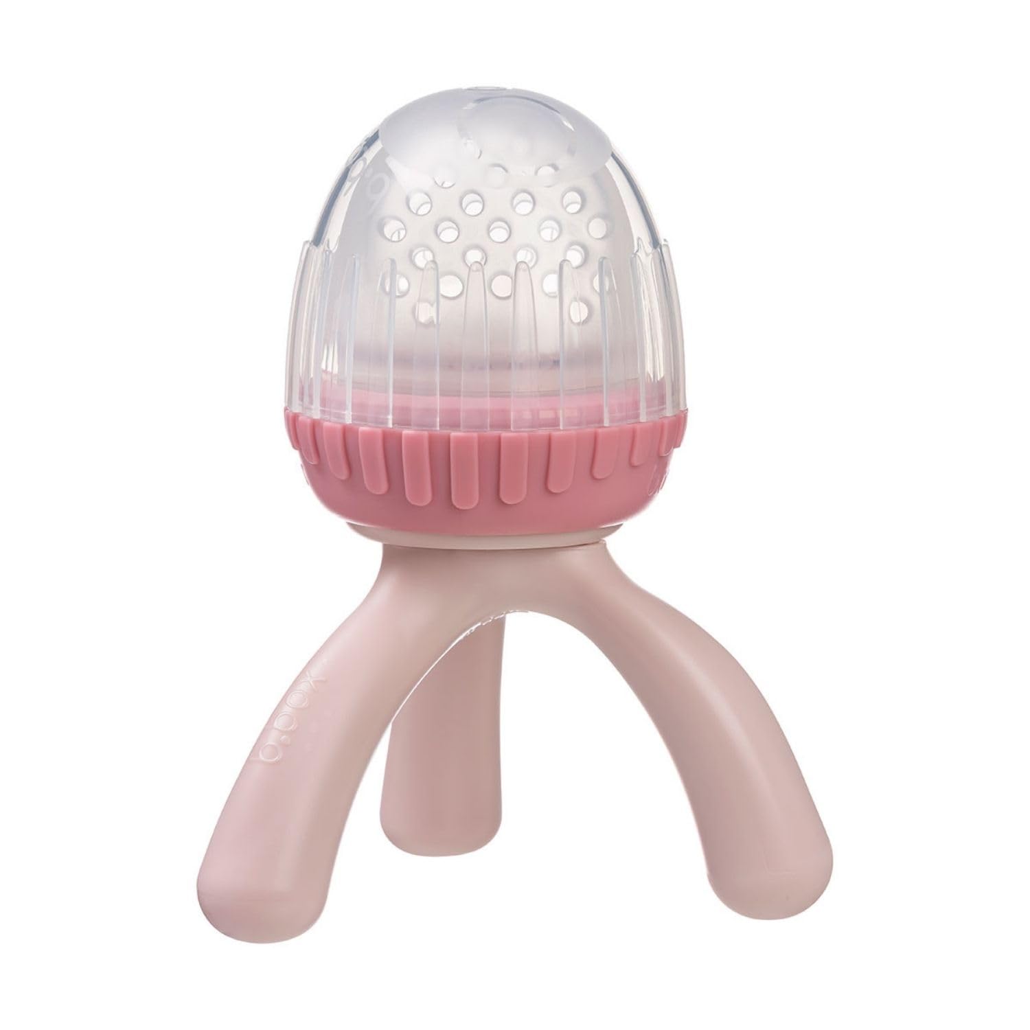 b.box Silicone Fresh Food Feeder, Tripod Design Easy for Baby to Hold, Perfect for Fresh or Frozen Foods, Cap Included for On The Go, from 4m+ (Blush)