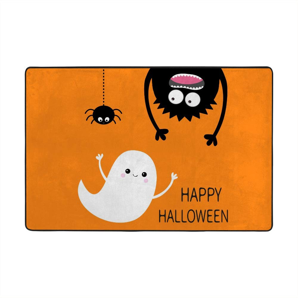 Tapis Halloween grand format velours corail lavable pour salon et chambre