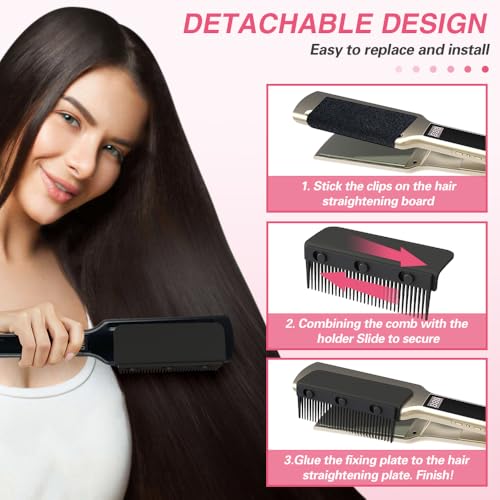 Accesorio peine para plancha de pelo, color rosa miniatura 3