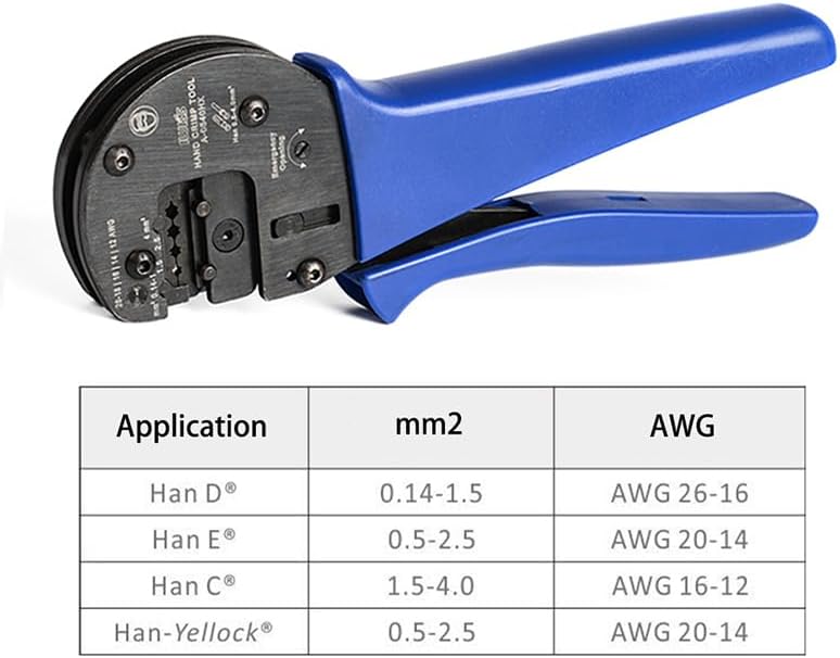IWS-0540HX Hand Crimper Plier Tools for 0.14mm2-4.0mm2 (AWG26-12) Harting Han D/E/C Connectors with Locator