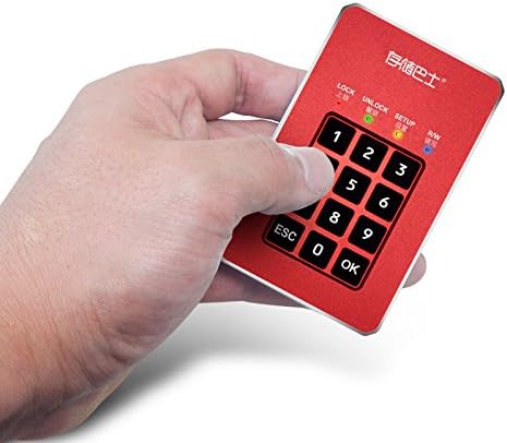 Udisk1800 60GB 1.8 INCH MSATA Aluminum USB 3.0 Keypad AES-256bit Encrypted Portable External Hard Drive Red Color