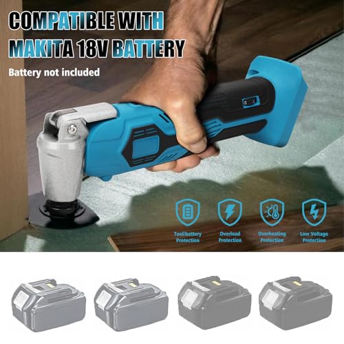 Akku Multifunktionswerkzeug für Makita 18V Akku, Multitool, Oszillierwerkzeug mit 22 Zubehör, 6-Stufige, 5° Oszillationswinkel, Multitool Bürstenlos zum Schaben Schneiden Schleifen (ohne Akku) – Bild 4