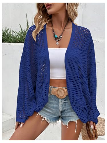 Image of Verdusa Women's Oversized Summer Cardigan Lightweight Sweater Crochet Knit Beach Cover Up Spring Vacation Outfits
