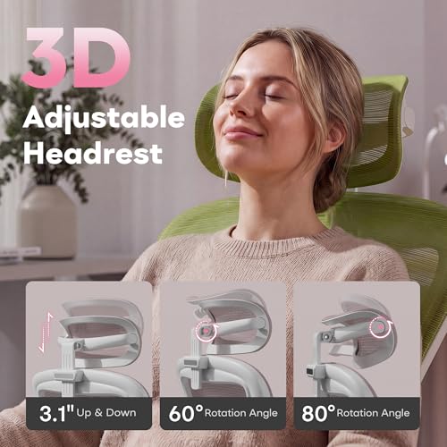 Image of Ollega Ergonomic Office Chair with Memory Foam Seat, Computer Desk Chair | 3.5 inch Memory Foam Cushion, 3D Adjustable Headrest, Lumbar Support, Flip-Up Armrests, Breathable Mesh, 330LBS Weight Capacity