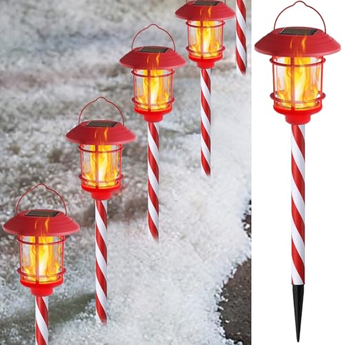 Dynaming 6 Pack Christmas Solar Flame Garden Lights Outdoor, Dual