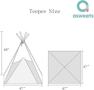 Asweets Kids Teepee Tent, Children Play Tent, Indoor Outdoor Cotton Play Tent for Girls & Boys Kids (White Lace Tent)