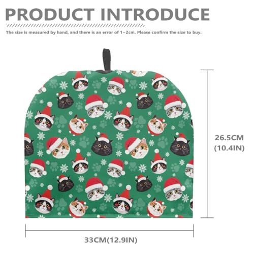 Image of Christmas Cat Print Tea Cozy Creative Insulated Tea Cosy Extra Thick Home Kitchen Decoration Creative Gifts Dust Teapot Cover Kitchen Accessories for Festival