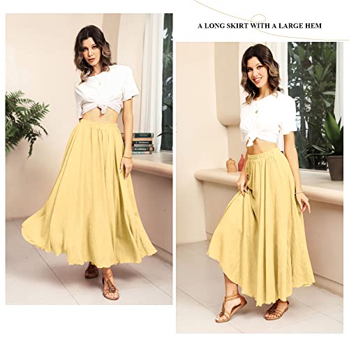 Ezcosplay Women Bohemian Beach A-Line Dress Double Layer Elastic Waist Long Maxi Skirt2