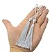 100pcs 13cm/5 Inch Silky Floss Bookmark Tassels with 2-Inch Cord Loop and Small Chinese Knot for Jewelry Making, Souvenir, Bookmarks, DIY Craft Accessory (Silver)